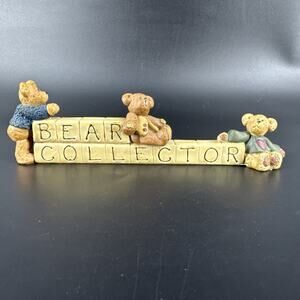 Vintage Suzi Skoglund BEAR COLLECTOR Block Letter Resin Sign Plaque 2000